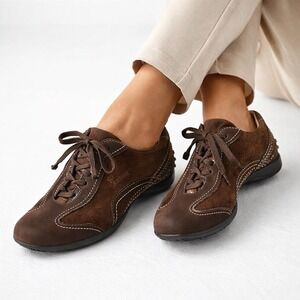 Gabor Comfort Suede Leather Lace Up Sneakers Brown 8.5UK 10.5US Wide Utility